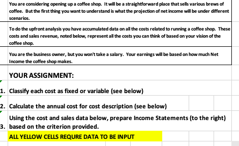 Solved You Are Considering Opening Up A Coffee Shop It W Chegg Com