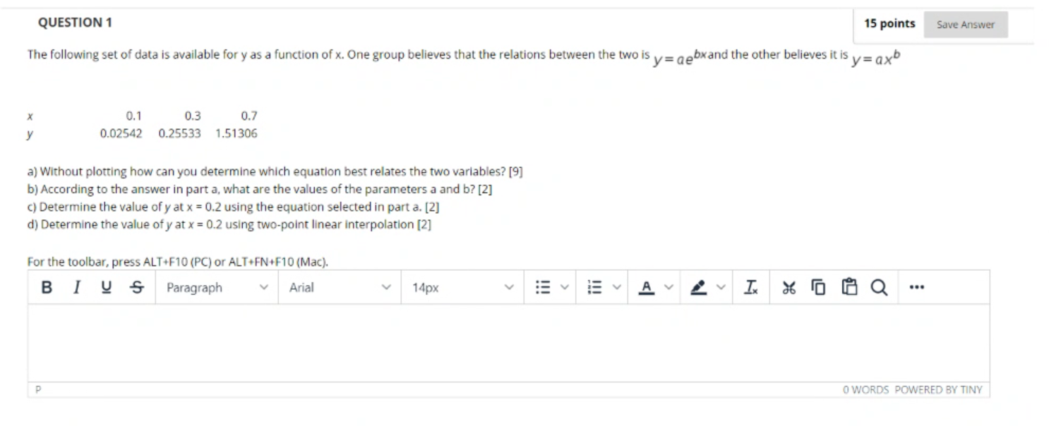 Solved QUESTION 1 15 points Save Answer The following set of | Chegg.com