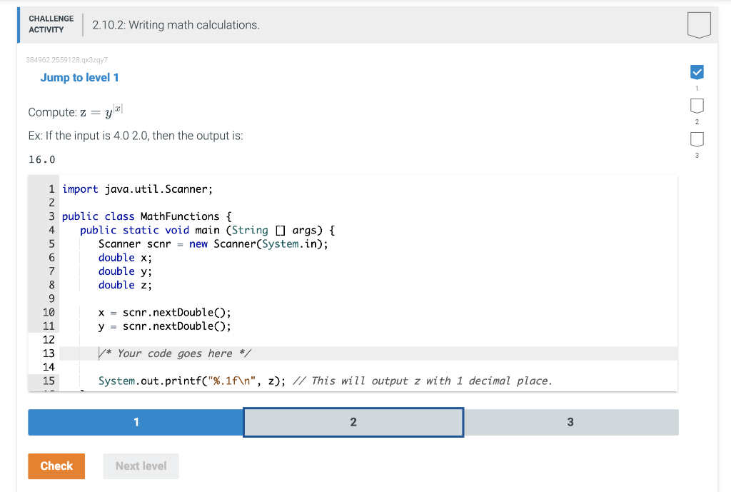 Solved CHALLENGE ACTIVITY 2.10.2: Writing math calculations 