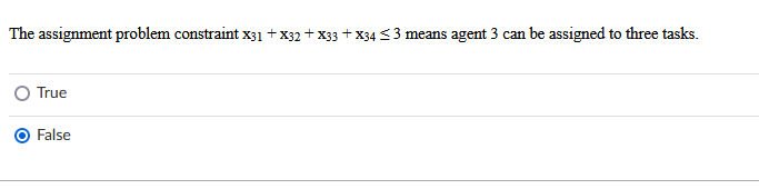 the assignment problem constraint x41