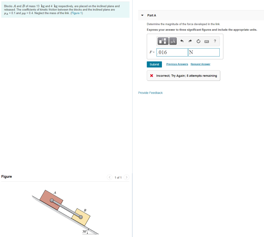 Solved Blocks A And B Of Mass 13 Kg And 4 Kg Respectively, | Chegg.com