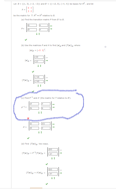 Solved Let B={(1,3),(−2,−2)} And B′={(−12,0),(−4,4)} Be | Chegg.com