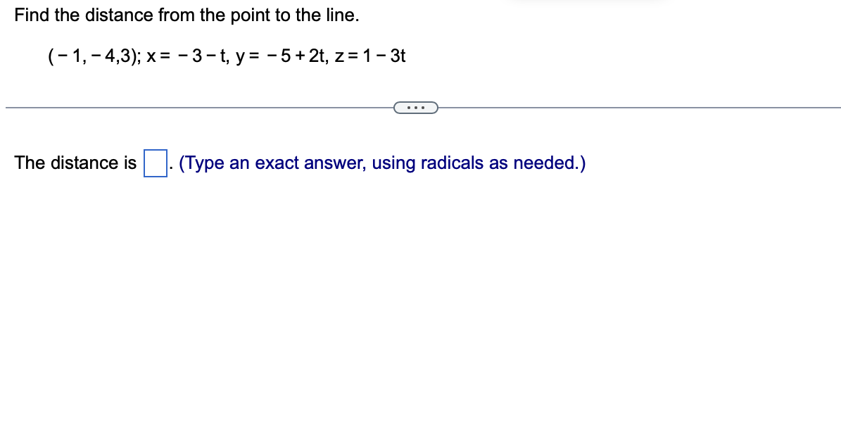 Solved Find The Distance From The Point To The Line