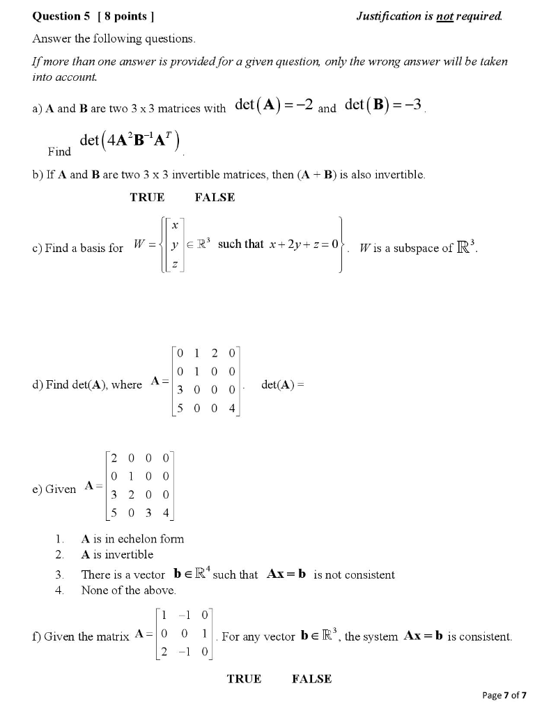 Solved Question 5 8 Points Justification Is Not Requir Chegg Com