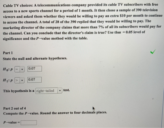 Solved Cable TV choices A company
