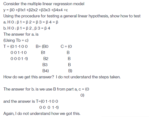 Consider The Multiple Linear Regression Model Y = BO | Chegg.com