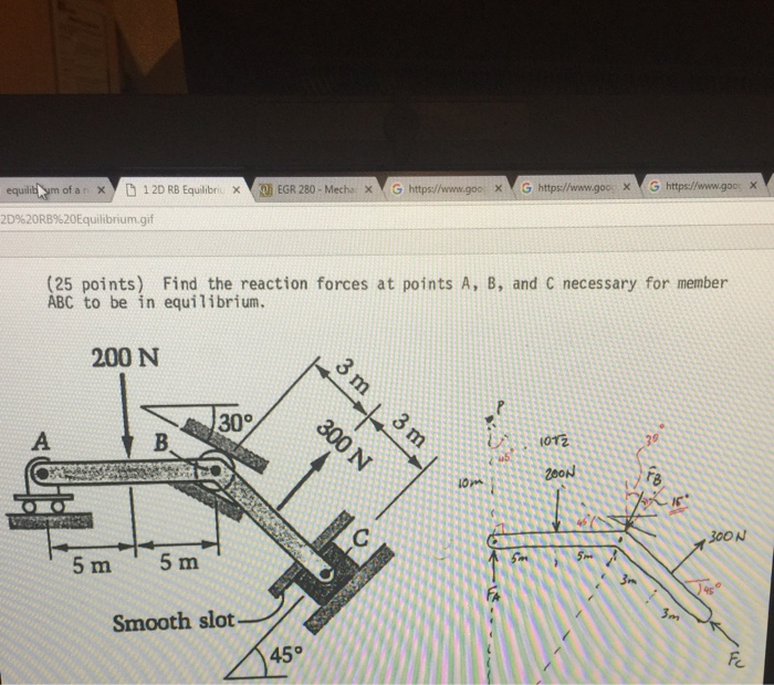 Solved Find the reaction forces at points A, B, and C | Chegg.com