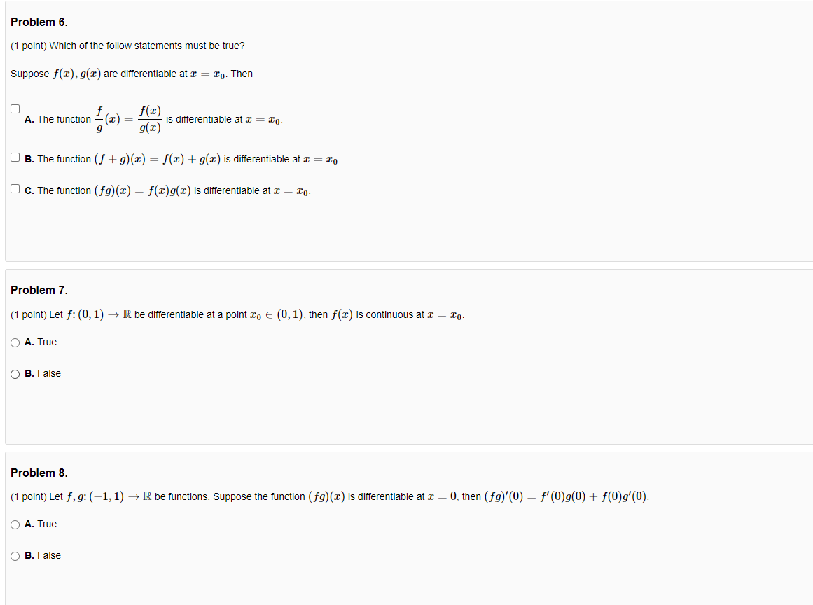 Solved Problem 6. (1 Point) Which Of The Follow Statements | Chegg.com