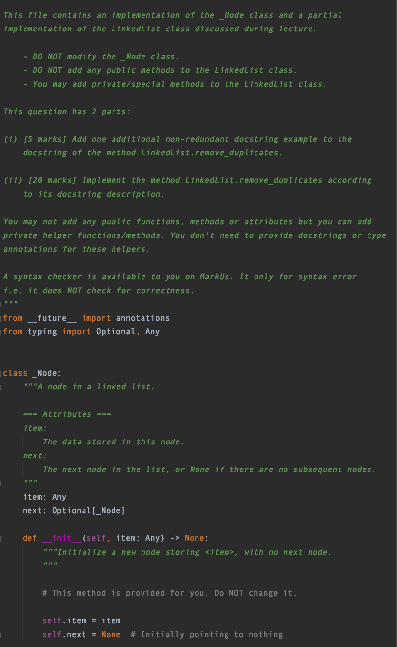 Solved This file contains an implementation of the _Node | Chegg.com