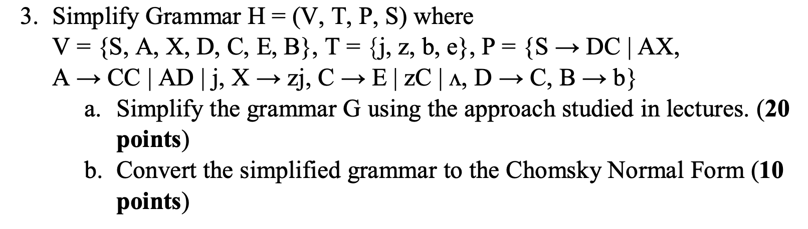 Solved 3 Simplify Grammar H V T P S Where S A Chegg Com