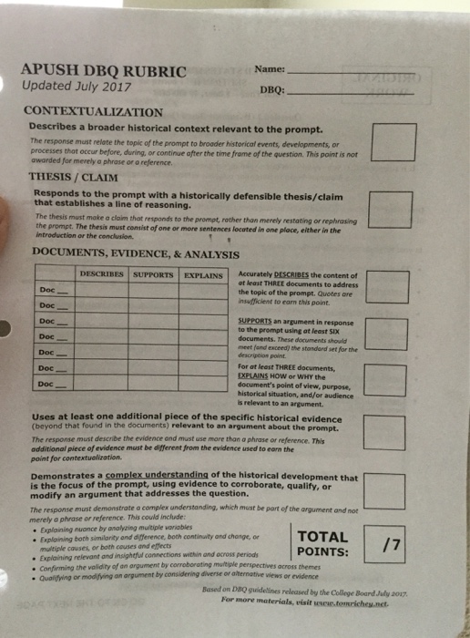 Apush Exam 2024 Rubric Amalle Marinna