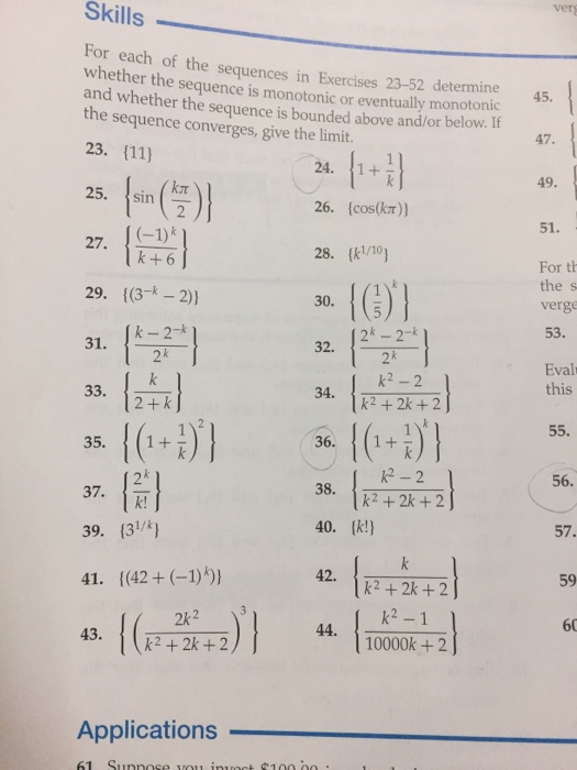 Solved verg Skills For each of the sequences in Exercises | Chegg.com