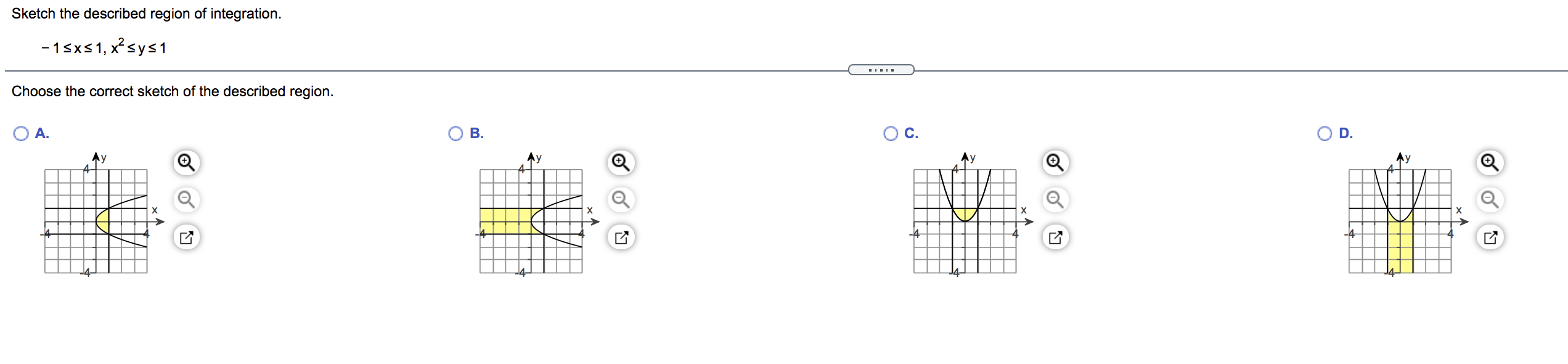 Solved Sketch the described region of integration. - 15xs1, | Chegg.com