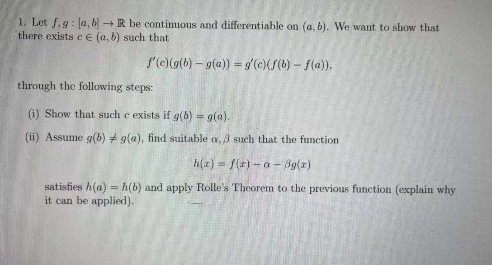 Solved 1 Let F G A B R Be Continuous And Different Chegg Com