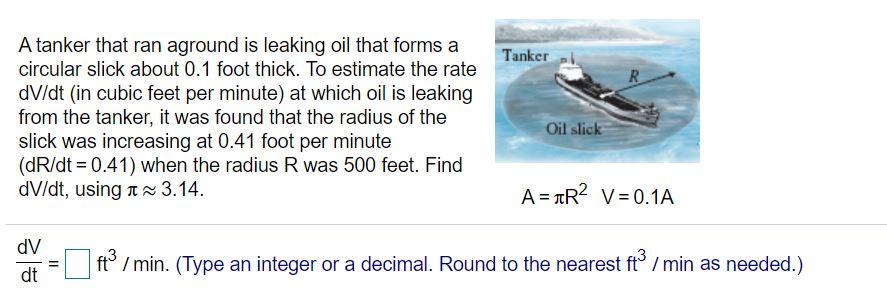 Solved Tanker A tanker that ran aground is leaking oil that | Chegg.com