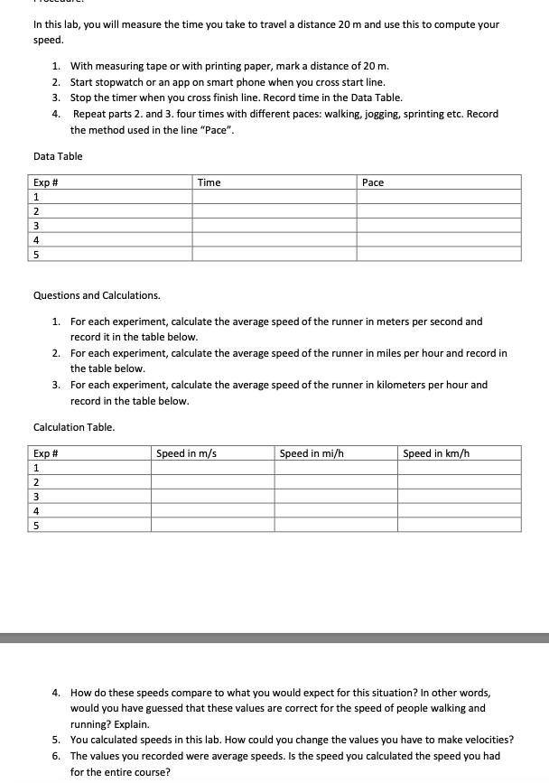 Calculate Speed Worksheet: Use REAL World Record Runner Data