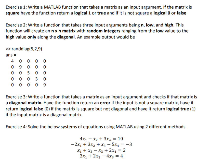 Exercise 1: Write a function that creates an n by n