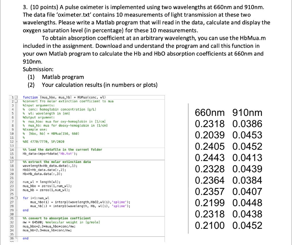 Solved 3. (10 points) A pulse oximeter is implemented using | Chegg.com