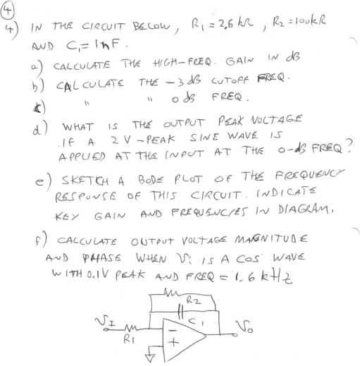 Solved T) IN THR CIRCUIT BECON, R1=2.6kΩ,R2=100kR AND | Chegg.com