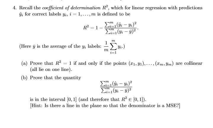 4. Recall the coefficient of determination R2, which | Chegg.com