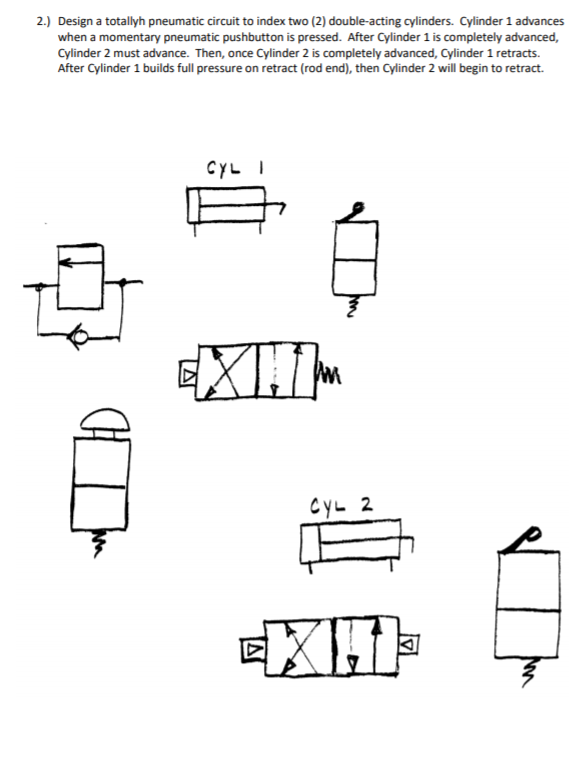 Solved 2.) Design a totally pneumatic circuit to index two | Chegg.com