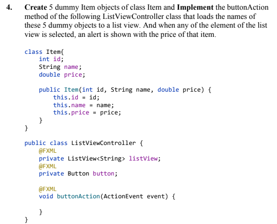 Solved 4. Create 5 dummy Item objects of class Item and | Chegg.com
