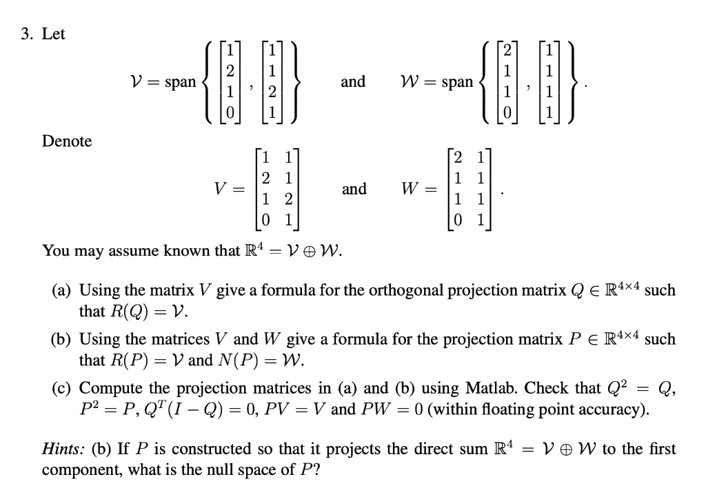 linear algebra - Find a matrix $X∈V$ such that $U∩W=\mathrm{span