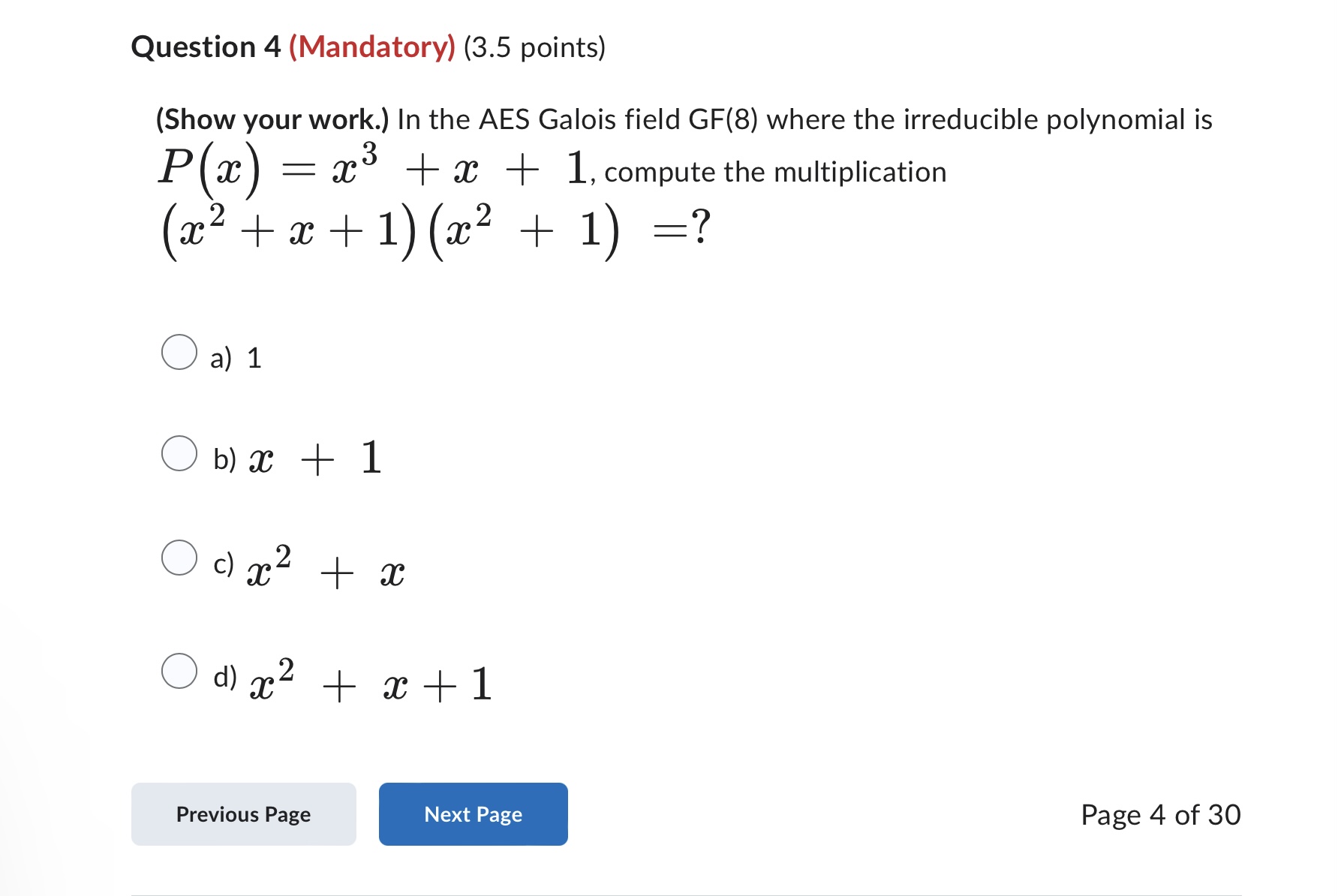 Solved Question 4 (Mandatory) (3.5 ﻿points)(Show your work.) | Chegg.com