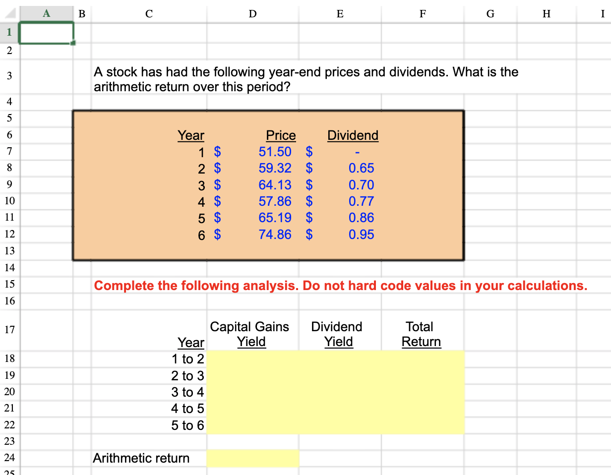 Solved Please Show Relevant Excel Formulas In Regard To C Chegg Com