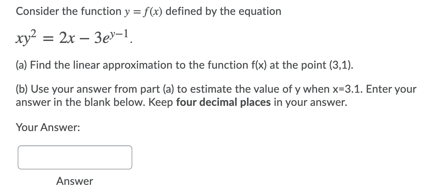 Solved Consider the function y = f(x) defined by the | Chegg.com