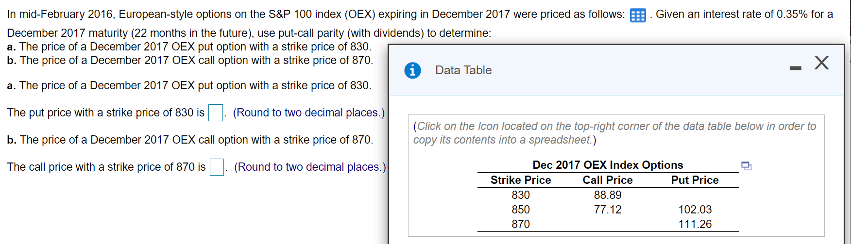 In Mid February 16 European Style Options On The Chegg Com