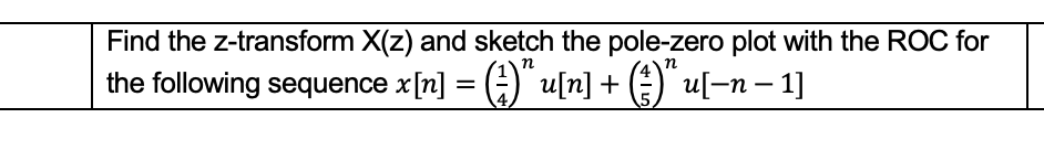 Solved Find the z-transform X(z) and sketch the pole-zero | Chegg.com
