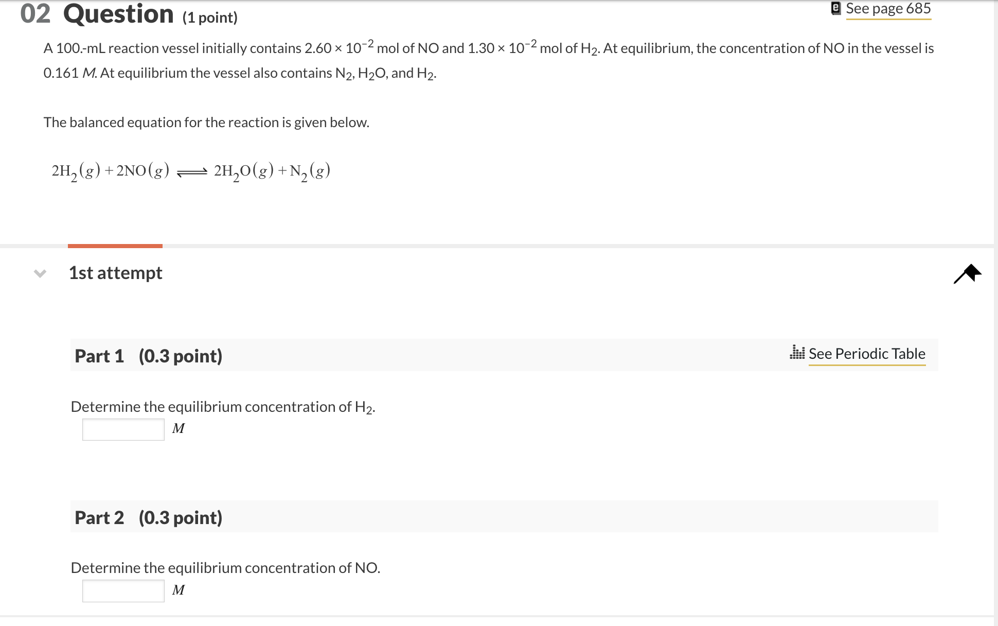 Solved A 100. mL reaction vessel initially contains