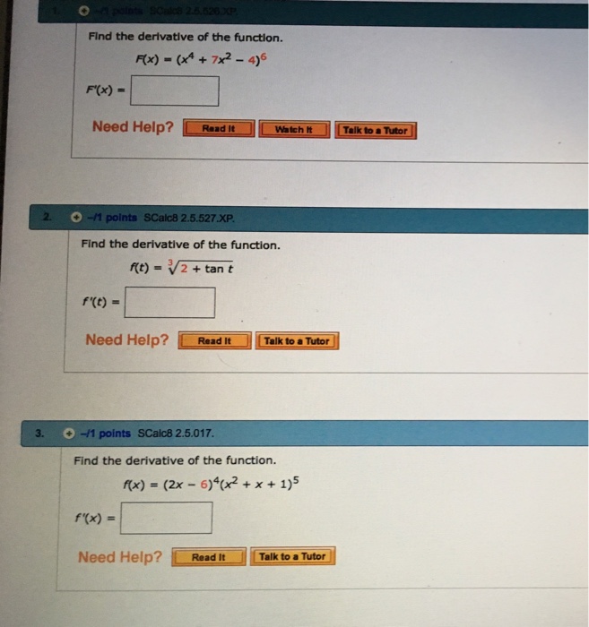 find the derivative of the function f x 7x6 2x3 4