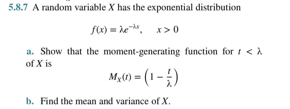 Solved 5.8.7 A random variable X has the exponential | Chegg.com