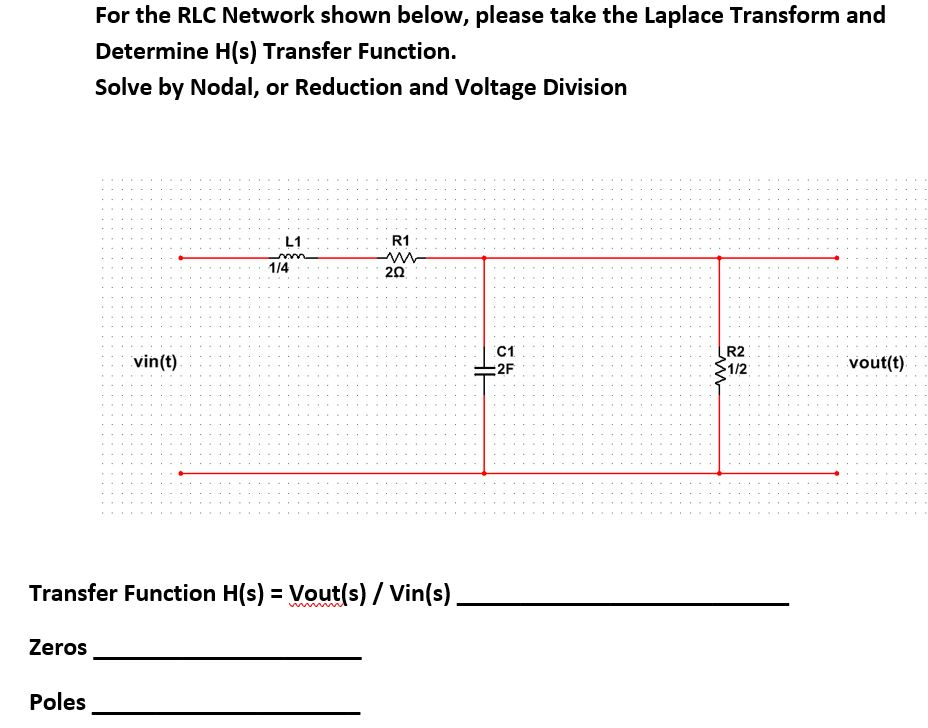 Solved For the RLC Network shown below, please take the | Chegg.com