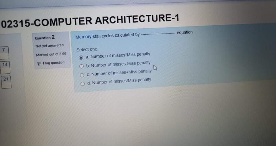 Solved 02315-COMPUTER ARCHITECTURE-1 Equation Question 2 | Chegg.com