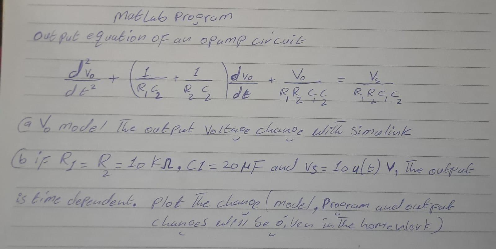 Solved = + RRCC 12 12 Vc RRCS 12 L matLab Program out put | Chegg.com