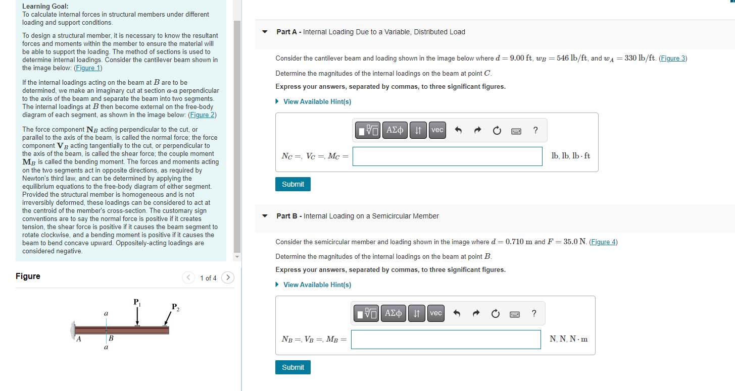 Learning Goal: To calculate internal forces in | Chegg.com