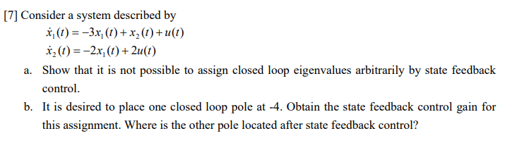 Solved [7] Consider a system described by | Chegg.com