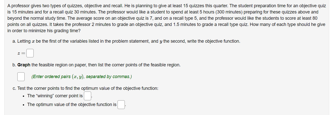 Solved Please Help With A,B,CA Professor Gives Two Types Of | Chegg.com