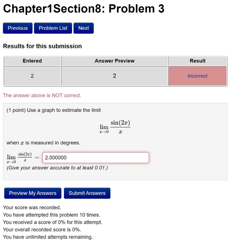 Solved Chapter 1 Sections: Problem 3 Previous Problem List | Chegg.com