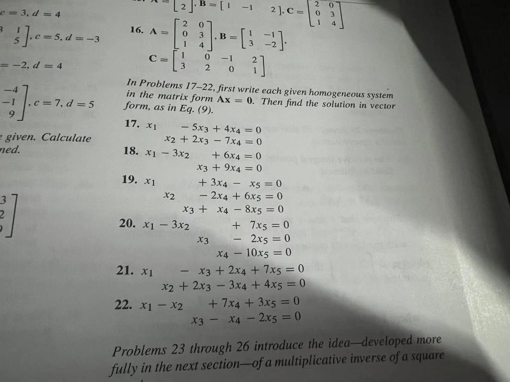 Solved = 3, d = 4 2], C = 3 4 0 3 16. A= 7.0 = 5, d-- 0 B = | Chegg.com