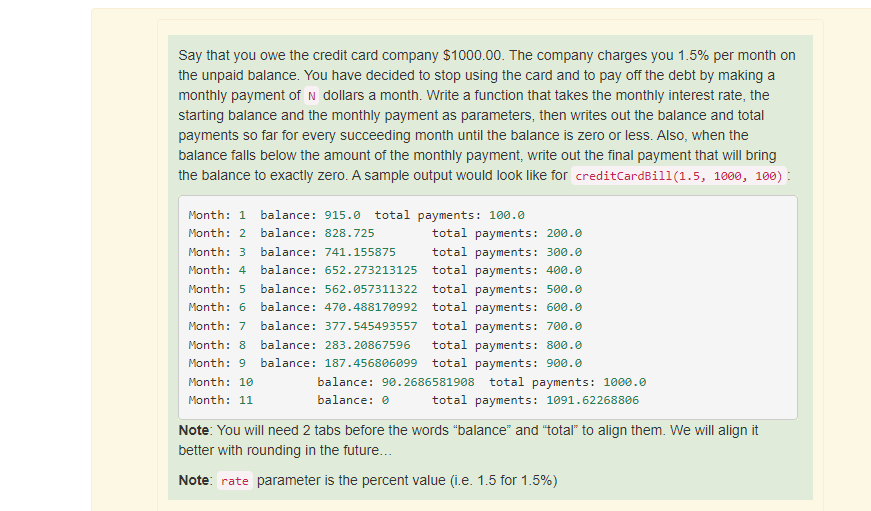 Solved Say that you owe the credit card company $1000.00. | Chegg.com