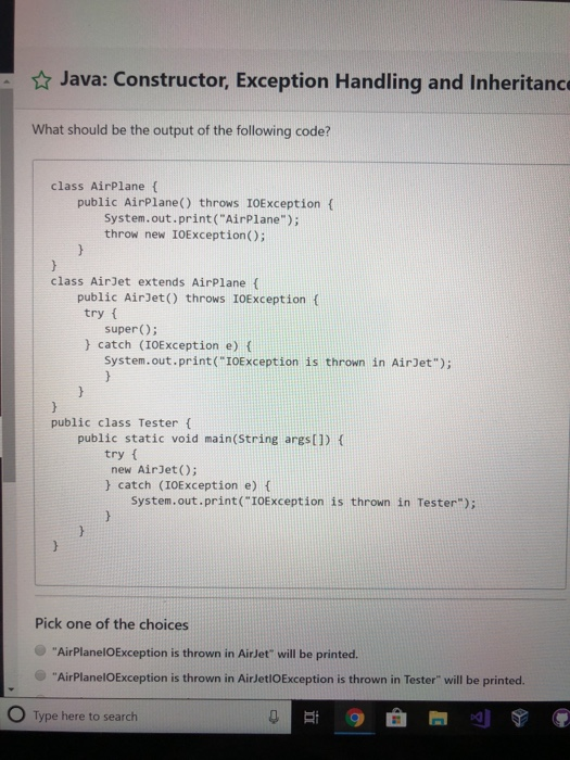 Solved ☆ Java Constructor, Exception Handling and