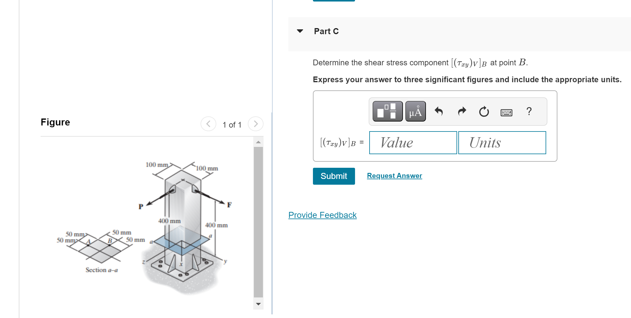 Solved Determine The State Of Stress At Point B On The Cross | Chegg.com