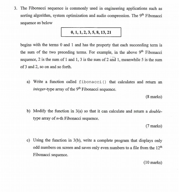 Solved 3. The Fibonacci sequence is commonly used in | Chegg.com