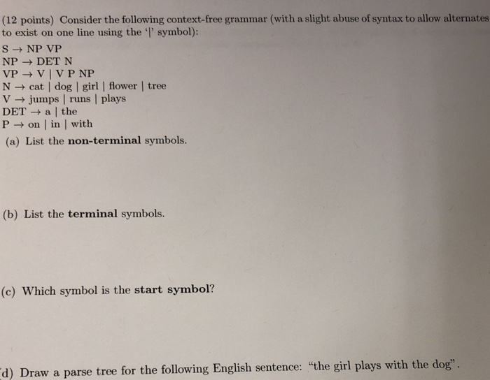 Solved Consider The Following Context-free Grammar | Chegg.com