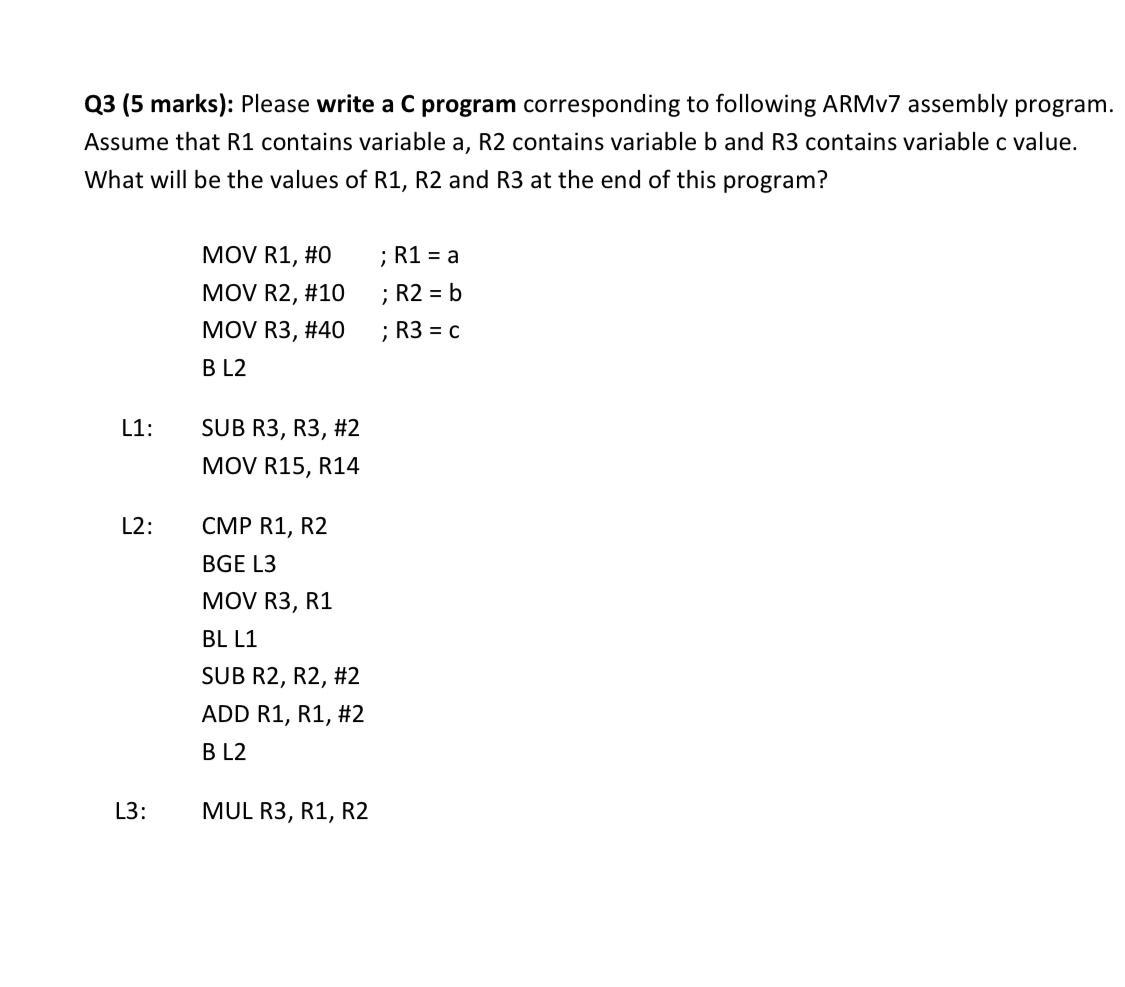 Solved Q3 (5 marks): Please write a C program corresponding | Chegg.com