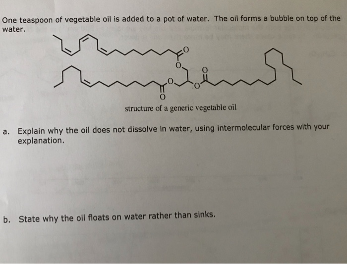 Solved One Teaspoon Of Vegetable Oil Is Added To A Pot Of